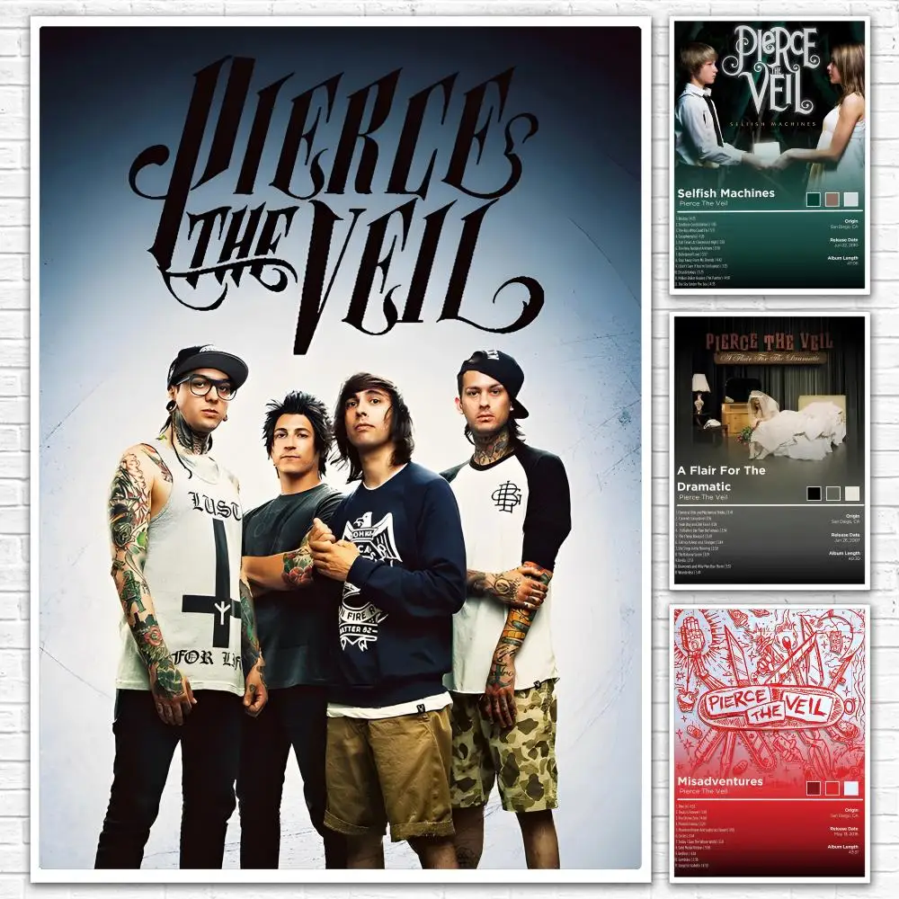 Post Hardcore Band P-Pierce The Veil Poster All-match HD Waterproof Self-Adhesive Wall Art Sticker For Home Bedroom