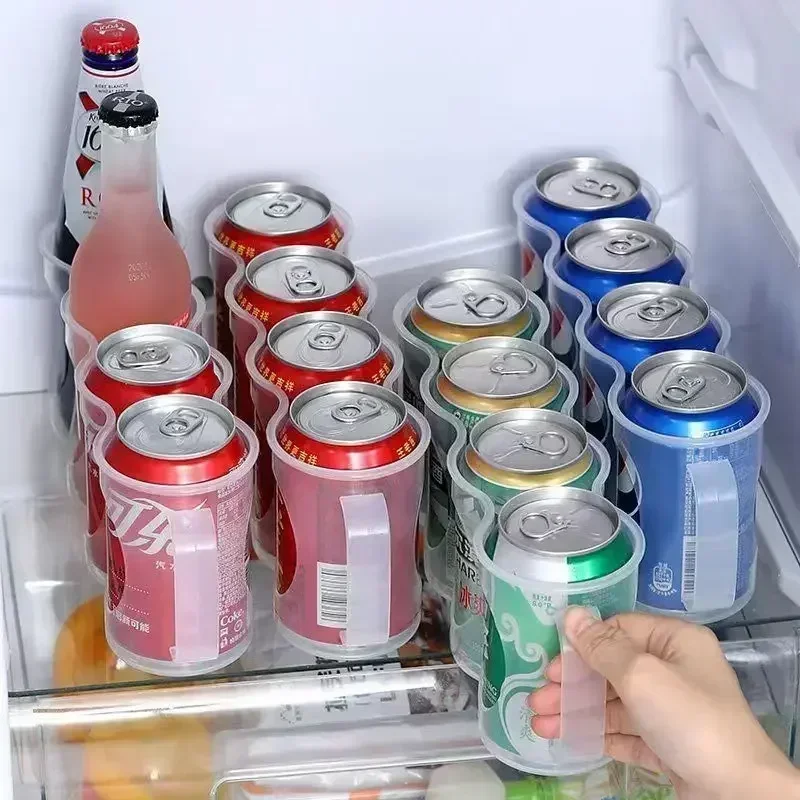 

4 Hole Beverage Soda Drink Can Organizer Racks Fridge Drink Bottle Holder Beer Refrigeration Shelf Home Kitchen Storage Box Case