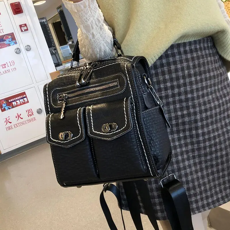 Versatile MultiPocket Women's Handbag 3-in-1 Convertible Backpacks Soft Leather Female Crossbody Bag Fashion Travel Shoulder Bag