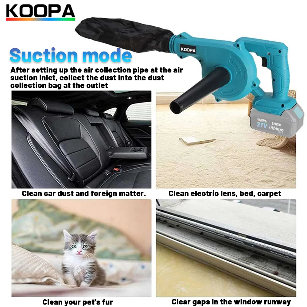 Koopa Handheld Electric Cordless Leaf Blower & Vacuum with 2.0/4.0Ah Battery & Charger,2-in-1 21V Lightweight Mini Leaf Blower