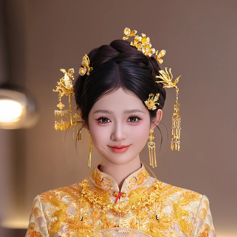 

Full Golden Tassel Hairpin Exquisite Wedding Golden Headdress