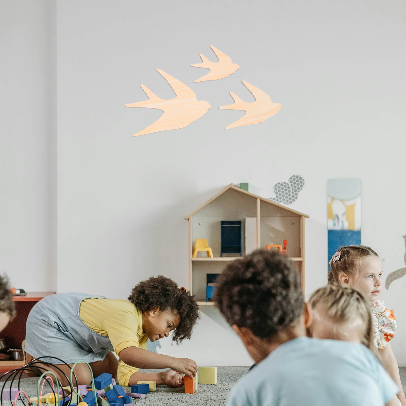 

3pcs wooden Bird Wall Art Swallow Sculptures For Kids Room Living Room Bedroom Diy Craft Projects Home Party Decor