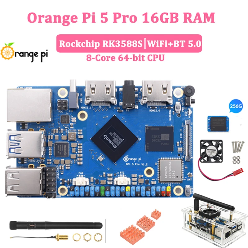 Orange Pi 5 Pro 16GB RAM Board Rockchip RK3588S 8Core 64-Bit LPDDR5 Gigabit Ethernet WiFi+BT5.0 BLE Optional For Orange Pi 5 Pro