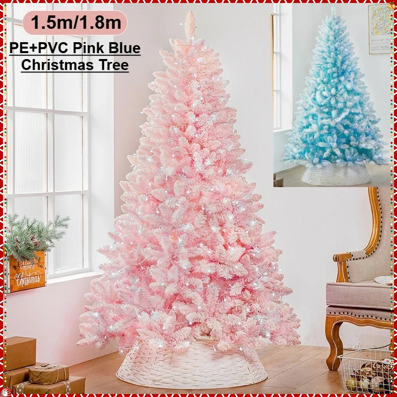 

Artificial Christmas Tree PE+PVC Encrypted Large Luxury Pink and Blue Christmas Tree 1.5m/1.8m Christmas Family Party Decoration