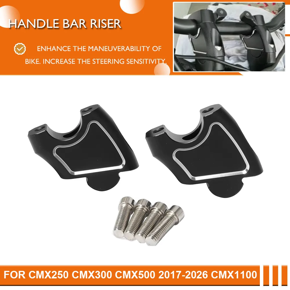 Motorcycle Handle Bar Risers For Rebel 500 2017-2024 2025 2026 CMX500 CMX300 Riser Clamp Extend Handlebar Mount For CMX 250 1100