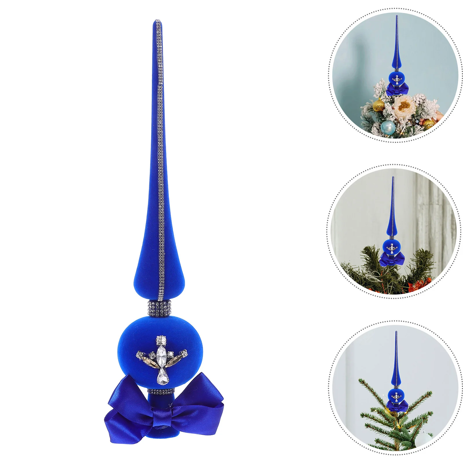 Christmas Tree Top Star Ornament Xmas Decorations Bowknot Glass Topper Plastic Shiny Finial Bling