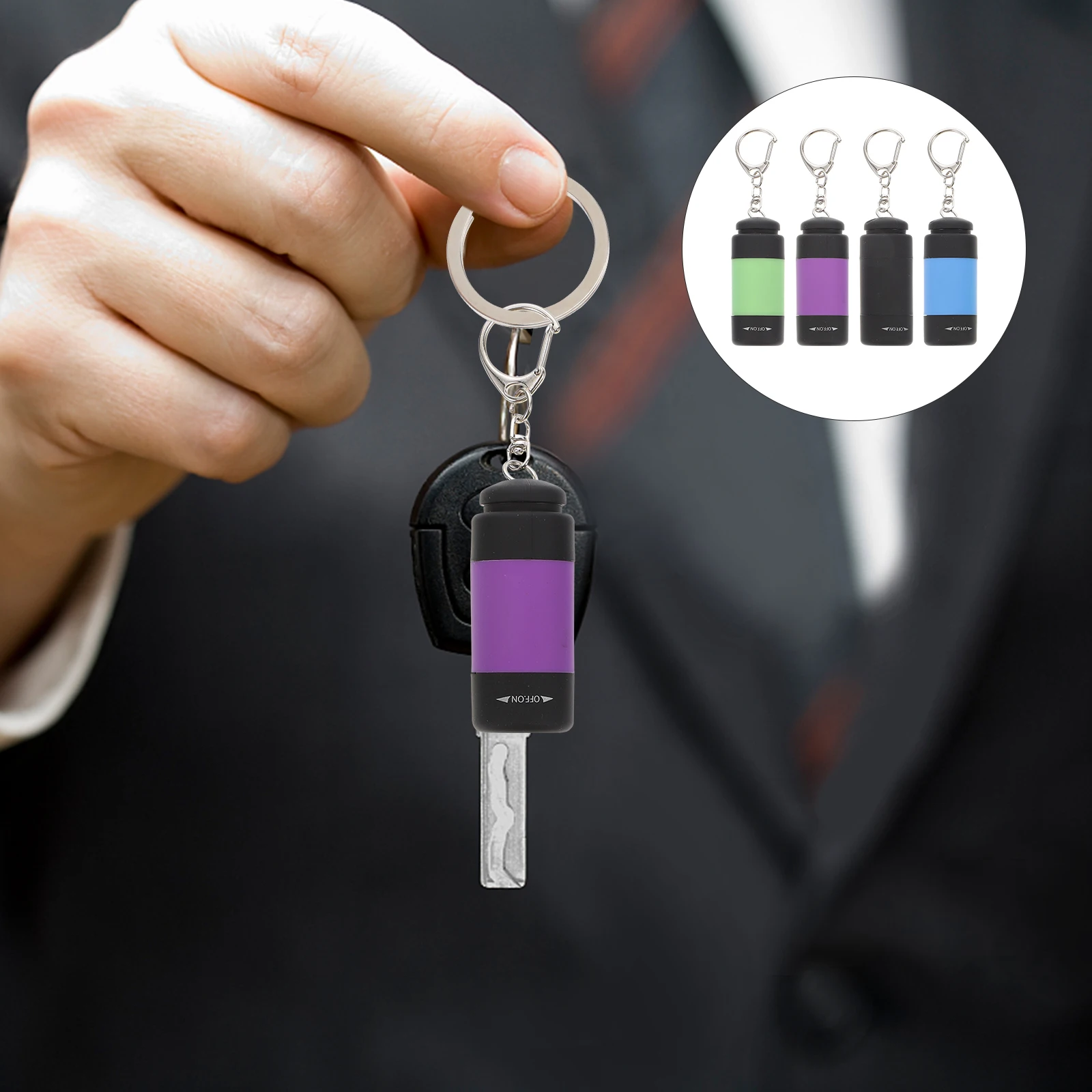 

4 Pcs Mini Flashlight Rechargeable Key Ring LED Chain Keychain USB Emergency ABS Material Portable Light Gifts