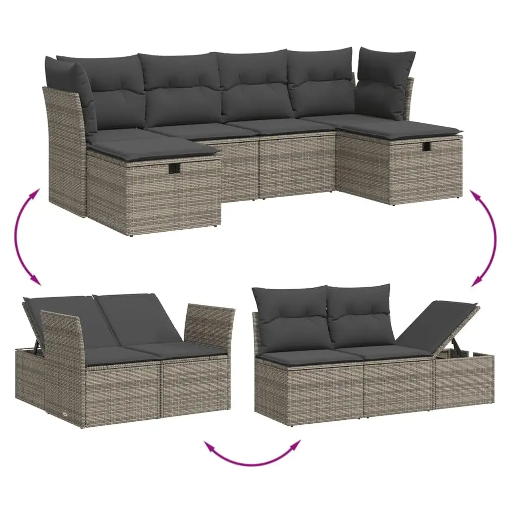 Large Modular Grey Poly Rattan Garden Sofa Set Comfortable Outdoor Seating Furniture for Patio Balcony Deck