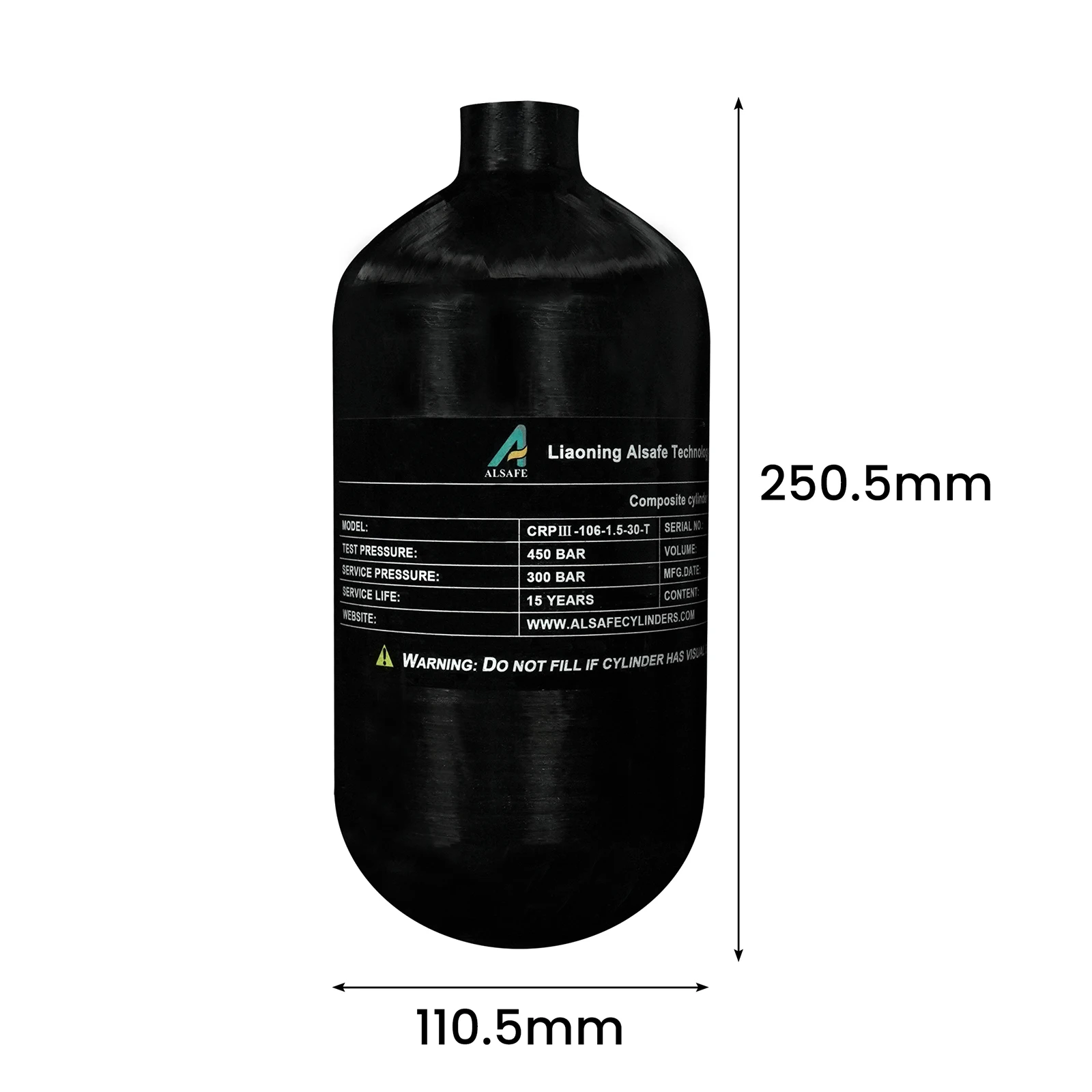 Imagem -02 - Tuxing 300bar 4500psi 1.5l Cilindro de Fibra de Carbono com Válvula Reguladora Hpa Tanque Cilindro de Alta Pressão para Mergulho M18 1.5