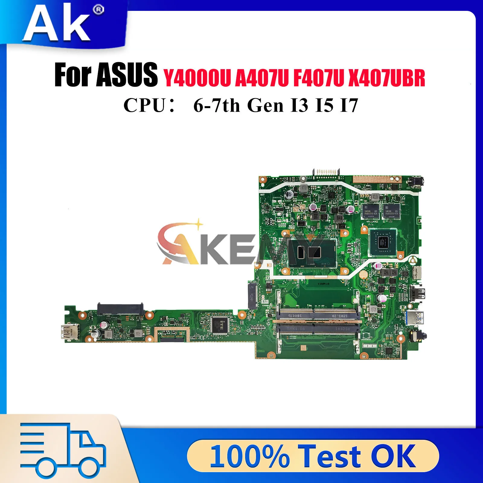 

X407UBR Laptop Motherboard For ASUS VivoBook X407UF X407UB A407U X407UV X407U F407U X407UAR Y4000U Mainboard With I3 I5 I7 CPU