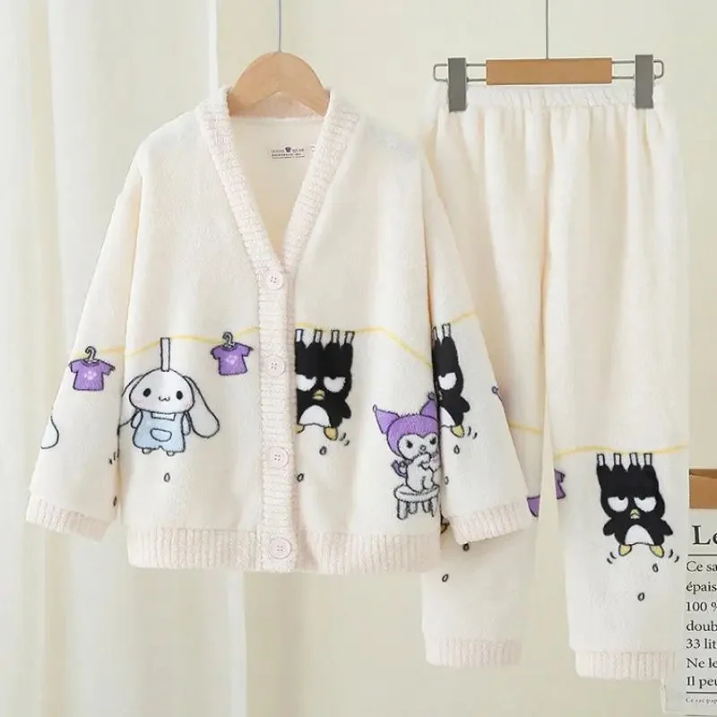 

Cute Y2K Cinnamoroll Sanrios Kuromi Girl Cartoon Pajamas Kawaii Anime Parent-Child Nightwear Homewear Sleepwear Suit Winter Gift