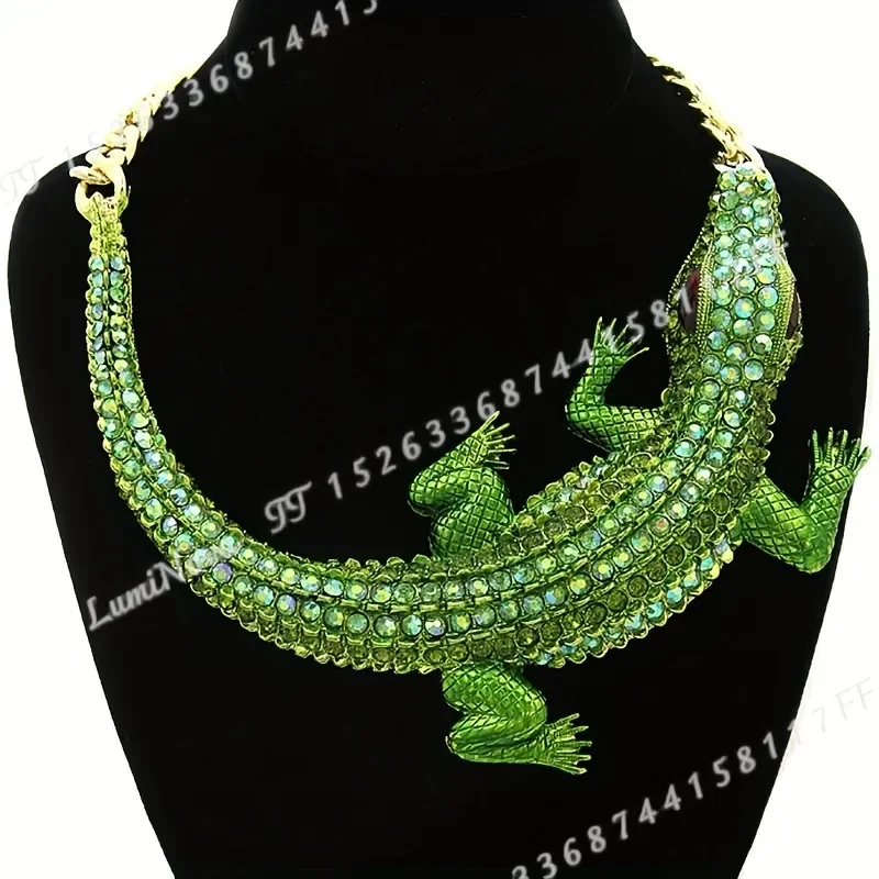 Halloween Exaggerated Large Crocodile Necklace Animal Design Party Jewelry Gift