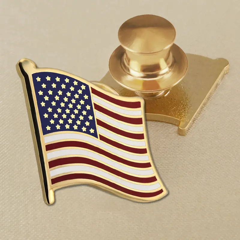 United States Of America Flag Badges USAMetal Enamel Craft Lapel Pins Custom National Flags Emblem Badges Brooches