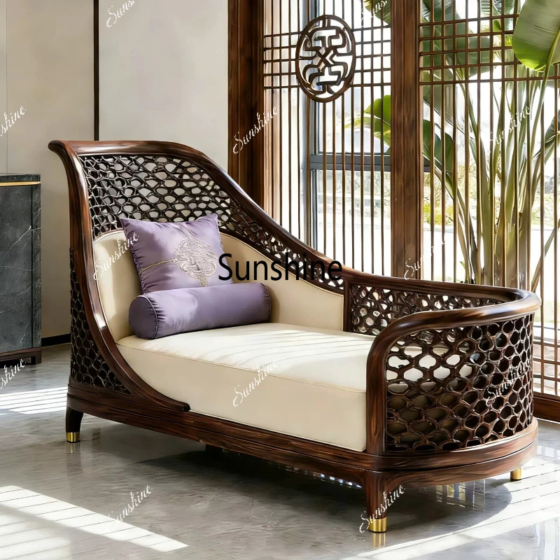 

New Chinese-style concubine living room solid wood leisure recliner sofa beauty couch