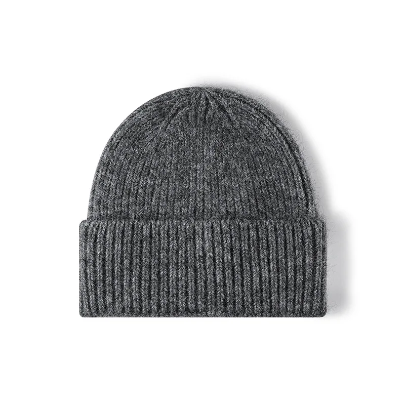 Unisex Wool Blend Cuffed Beanie Hat Multiple Colors Solid Ribbed Knit Hat Autumn Winter Skull Cap