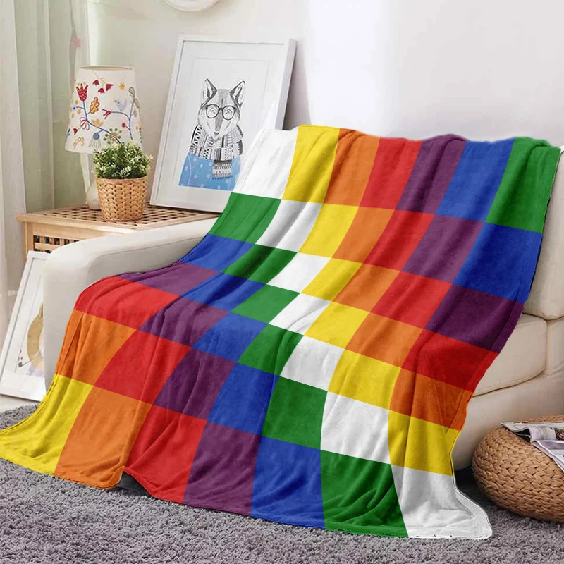 Flannel Blanket Wiphala Qulla Suyu printing Blanket Cozy Soft Lightweight Warm 30x40inch  40x50inch for Couch Sofa Bed