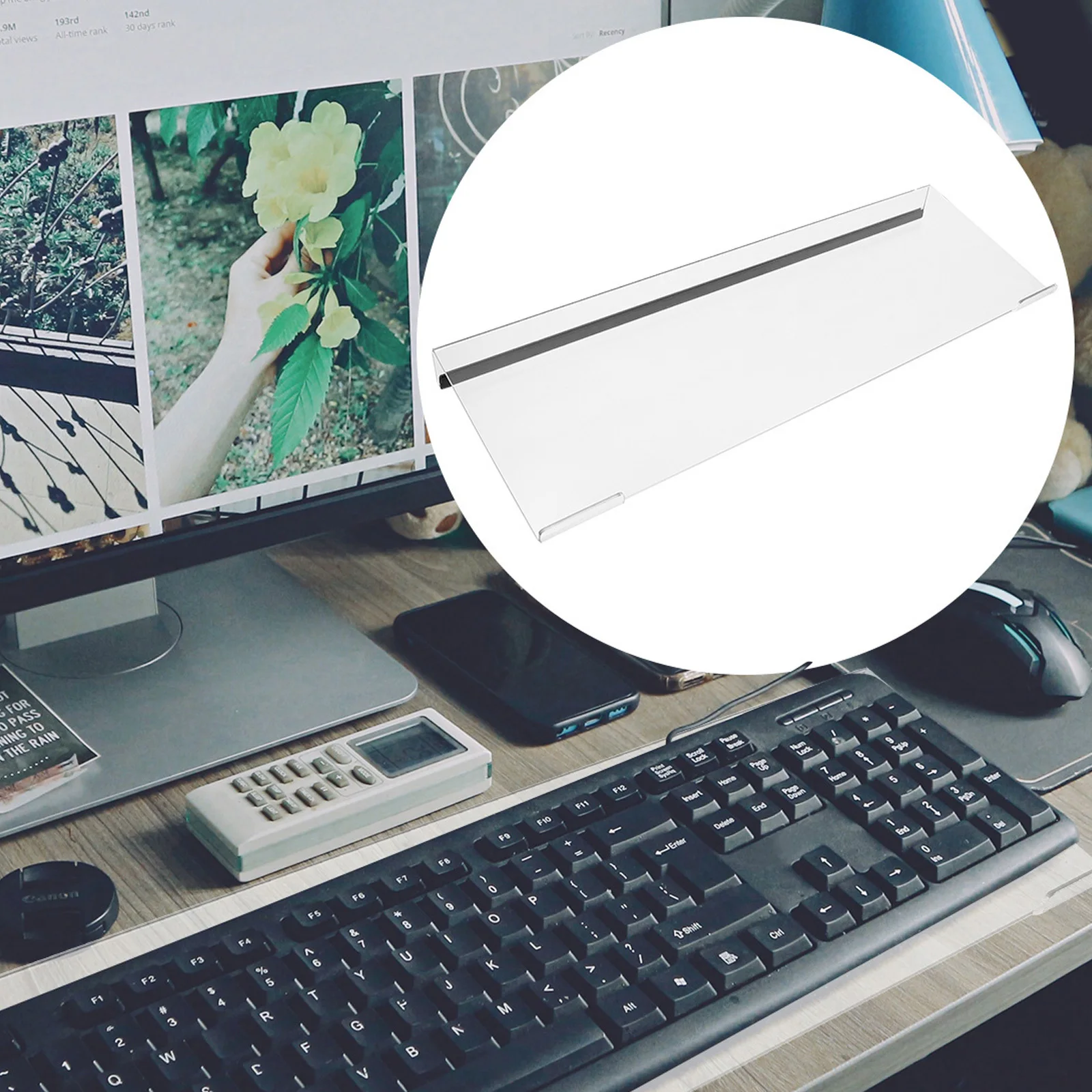 

Computer Keyboard Stand Transparent Premium Material Low Front Lip Design Ergonomic Typing for Desk Acrylic Keyboard Tray Holder