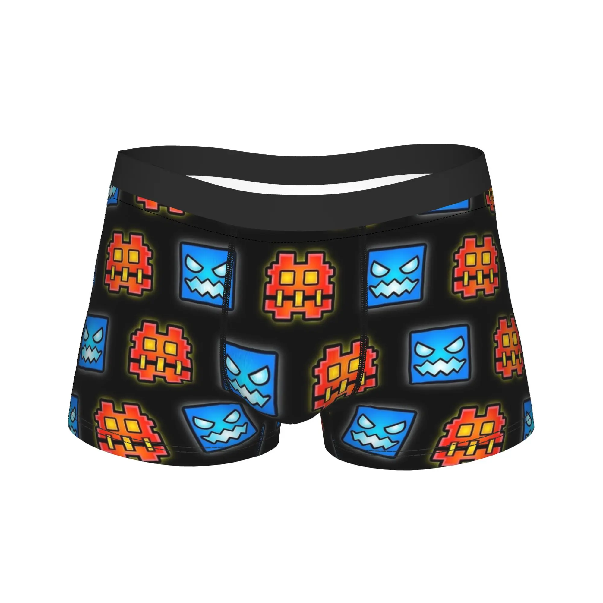 Men Geometrys Dashs Game Long Underwear  Hot Boxer Briefs Shorts Panties Male Polyester Underpants M-XXL