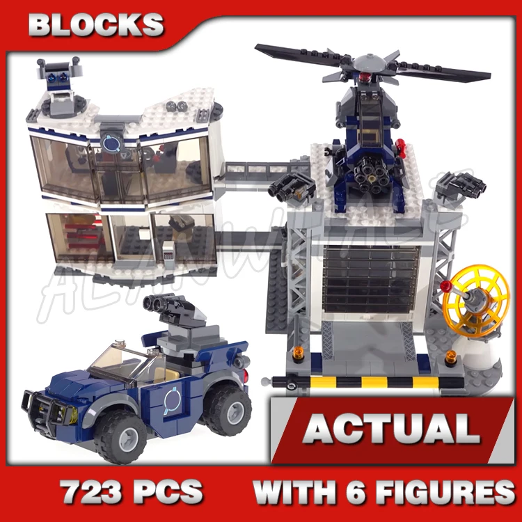 723pcs Super Fighters Revengers 2-level Headquarters Compound Battle Offroader 11262 Building Blocks Toys Compatible With Model