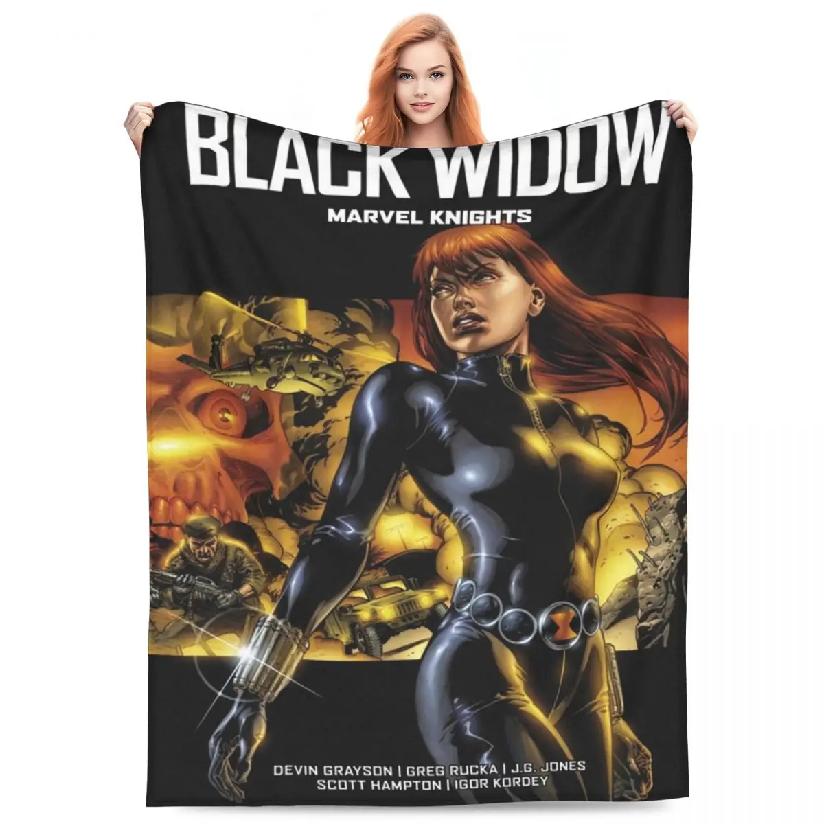 Black Widow Marvel Knights Blankets Quality Soft Throw Blanket Winter Airplane Travel Couch Bed Funny Bedspread