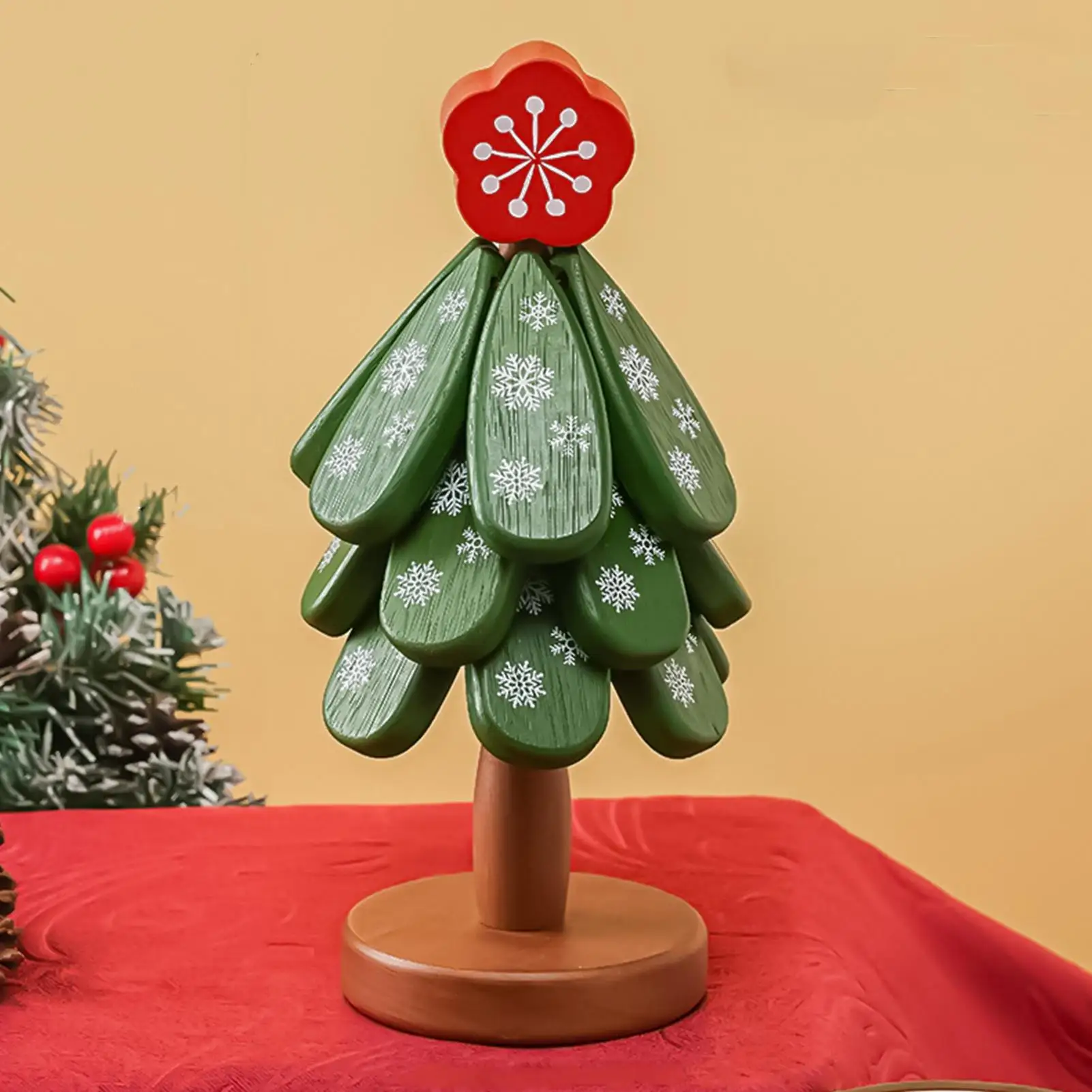 

Wooden Tree Coasters Foldable Trivet Table Plate Mat For Counter Outdoor Picnic Dining Holiday Meal Everyday Cooking Buffet