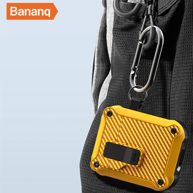 Bananq-funda elástica para auriculares Airpods Pro 2, cubierta de TPU + PC + imán de fibra de carbono a prueba de golpes para Apple AirPods 3 2 1