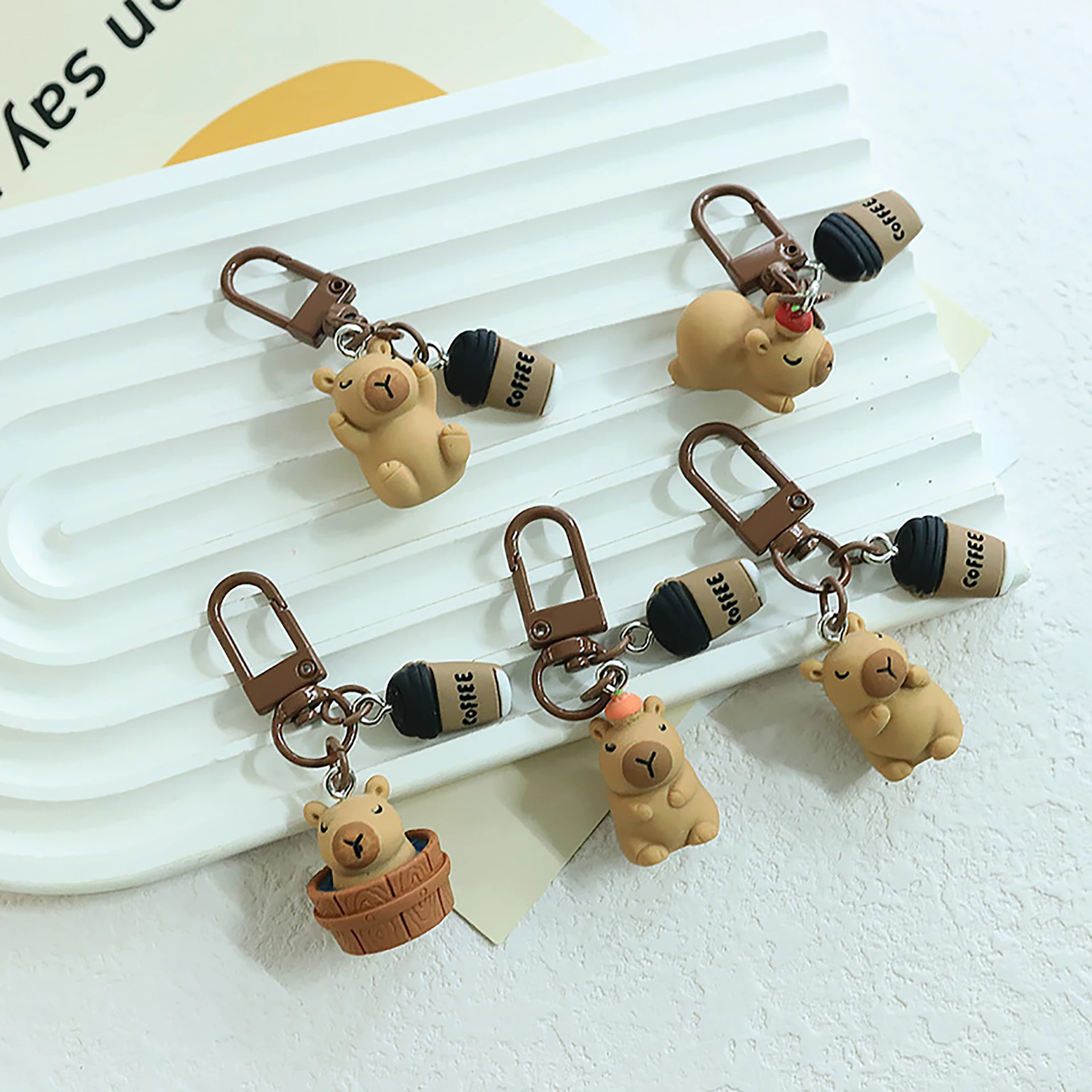 Cartoon Kapibala Key Chain Capybara Phone Pendant Headphone Case Charms Bag Decor Car Key Ring Bag Accessories Wholesale