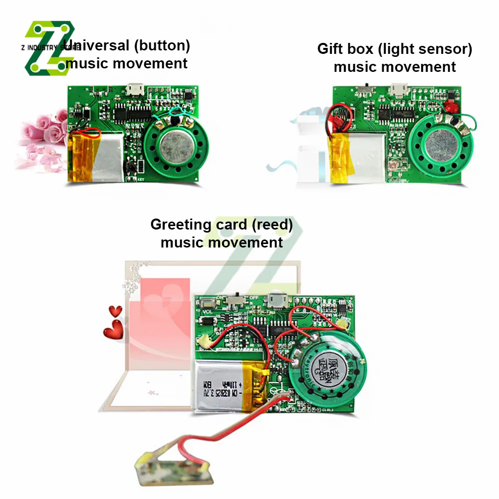 Controllo a pulsante MP3 modulo audio PCB registrabile modulo audio USB per biglietti di auguri