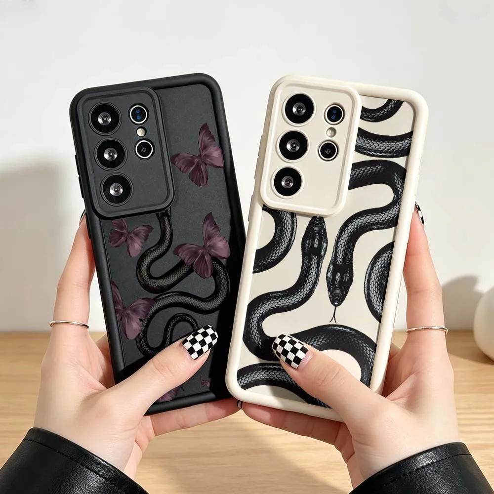 Black Snake Butterflies Gift For Samsung Galaxy S26 S25 S24 S23 S22 S21 S20 Ultra Plus FE 5G Eye Ladder Phone Case