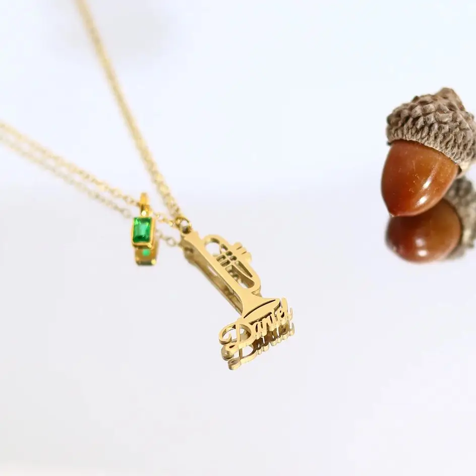 

Ожерелье с именем Чандлера, из нержавеющей стали, золотого и серебряного цвета, персонализированное украшение для любителей музыки, для мужчин и женщин