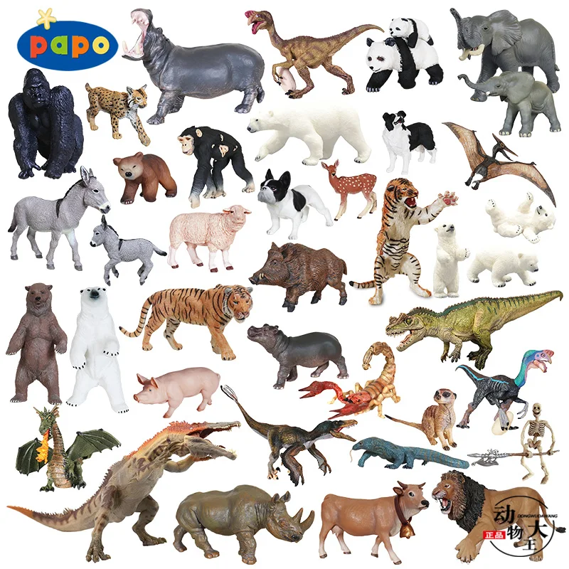 PAPO Brinquedo de Modelo Estático de Dinossauro Infantil, Bonecos de Animais de Plástico de Simulação (Tigre, Leão), Unissex,...