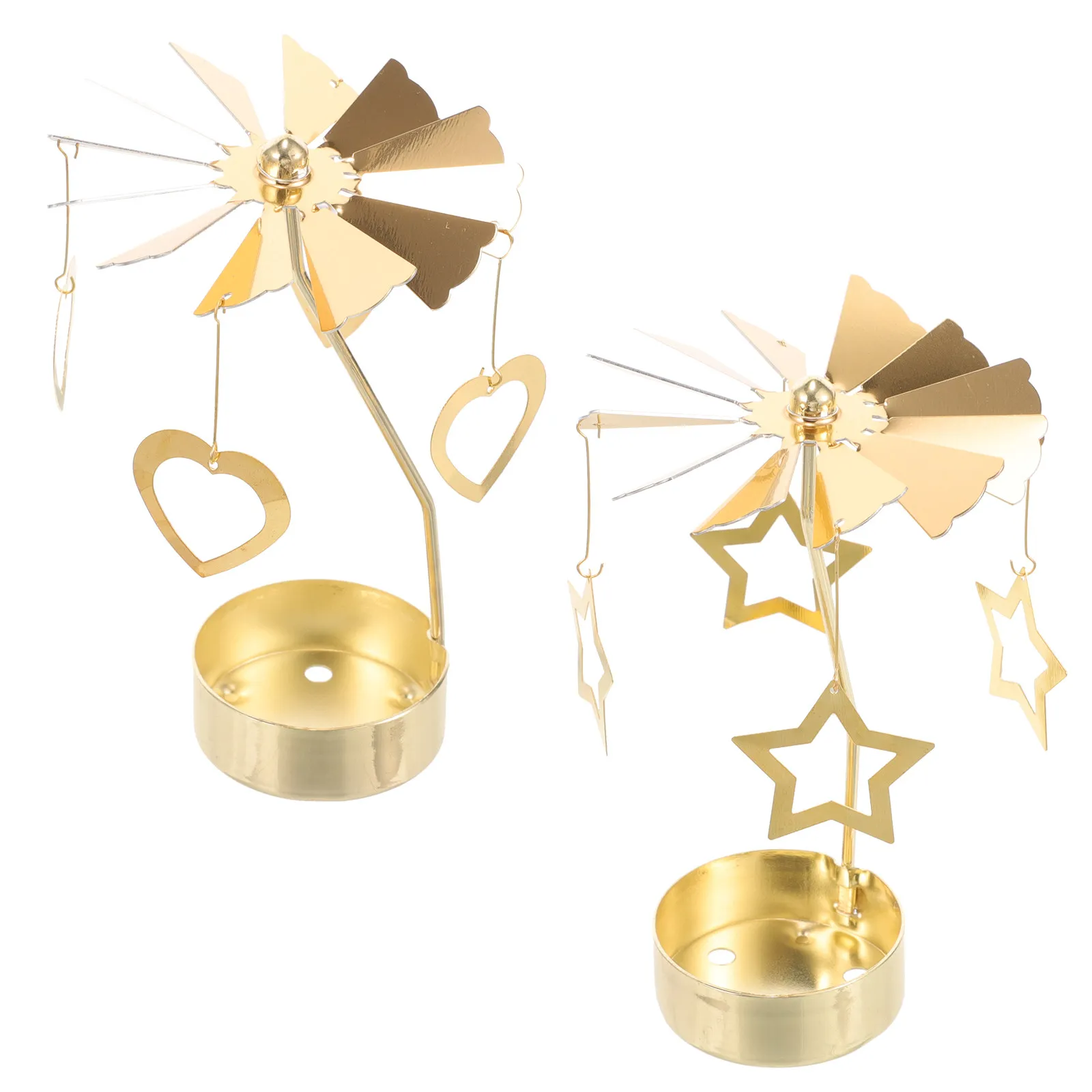 Rotating Iron Candle Holders Set of 2 – Elegant Home, Office, Bar & Hotel Decor for Christmas, Winter & Dinner