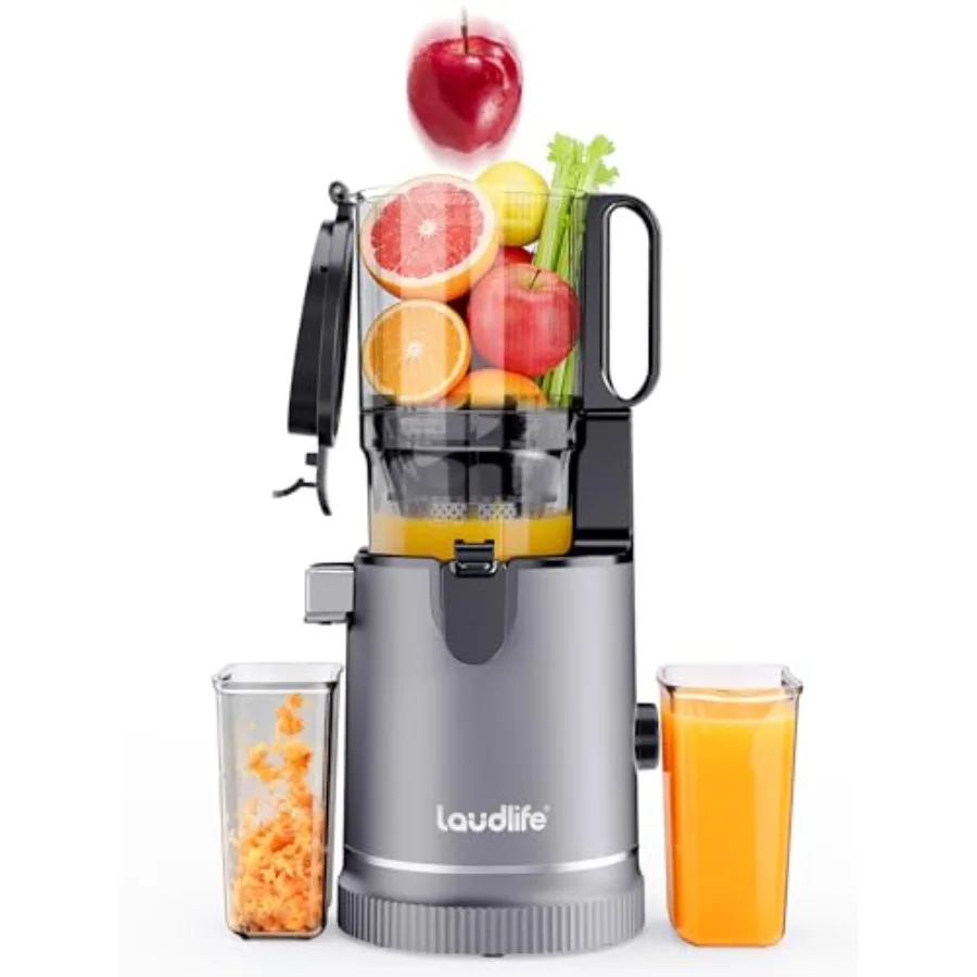 

Cold Press Juicer Machine for Home Use, Stainless Steel Body, Black, 5.9 Wide Feed Chute, 80 oz Hopper, Easy to Clean High Juic