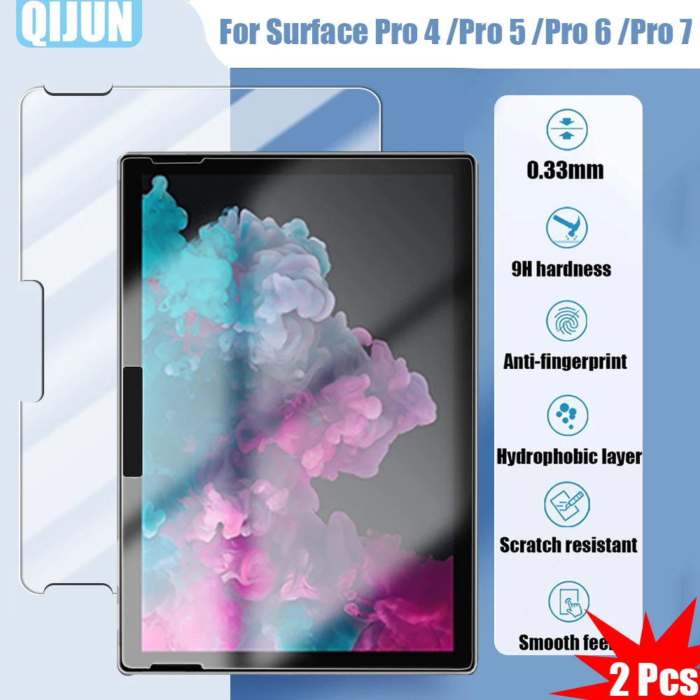 

Tablet Tempered glass film For Microsoft Surface Pro 4 5 6 7 th pro4 pro5 Explosion proof and scratch resistant waterpro 2 Pcs