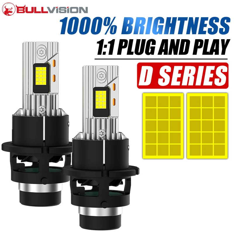 Image of 2 Stück D2S D4S D2R LED-Scheinwerfer 35W HID D1S D3S D8S LED-Scheinwerferlampen 30000LM Xenon-Autolichter Turbo-Lampe Canbus 6000K Plug&Play