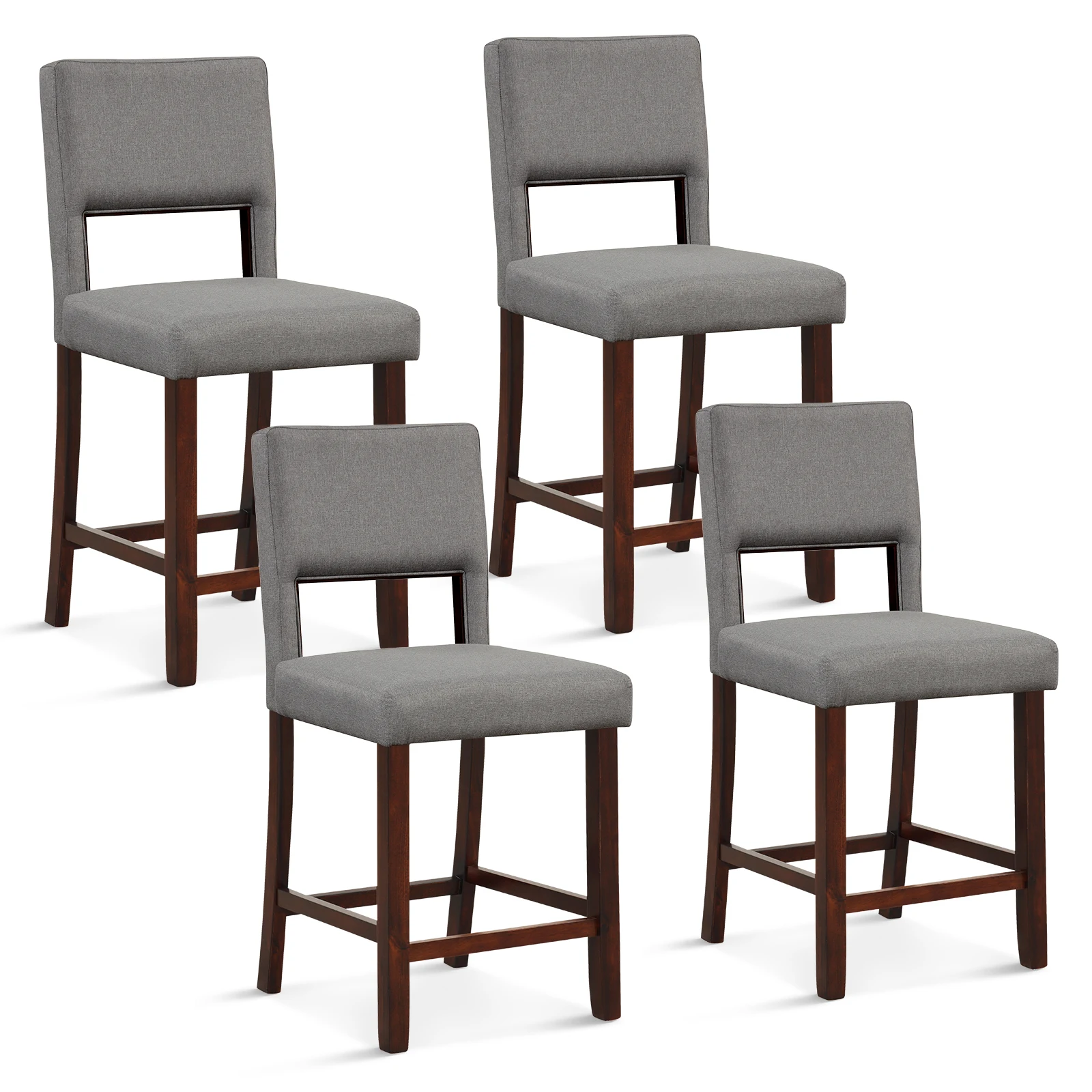 Set of 4 Upholstered Linen Bar Stools 24.5