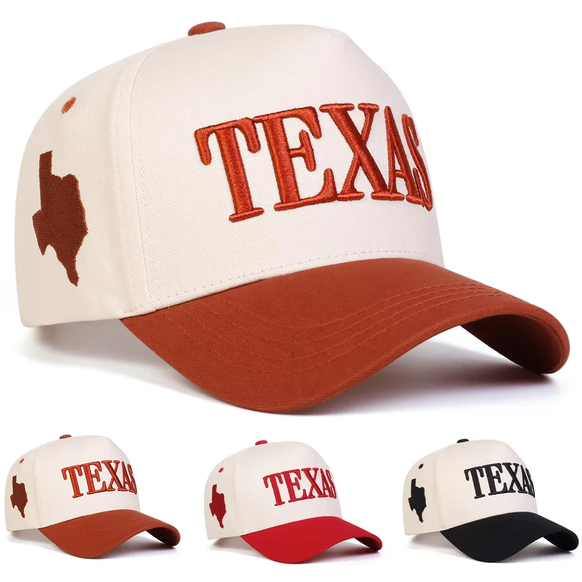 Unisex-Baseballmützen mit TEXAS-Buchstabenstickerei, für Frühling und Herbst, für den Außenbereich, verstellbare Freizeithüte, Sonnenschutzhut, Sportkappe