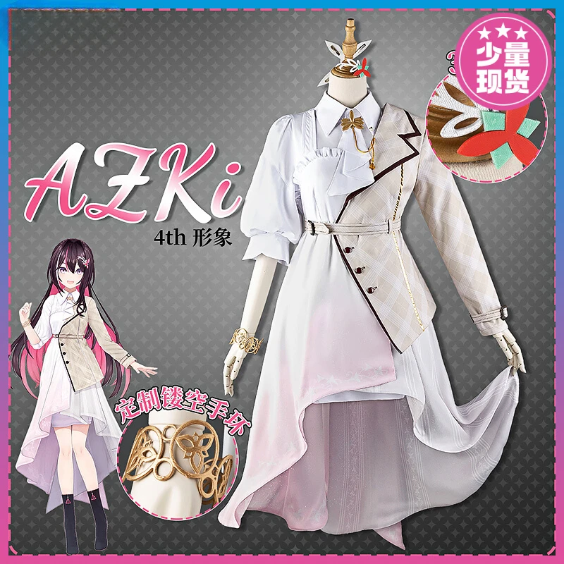 Anime Hololive Virtual YouTuber AZKi Cosplay Costume SorAZShotgun Powder Wig Dress Uniform Full Set Woman Sexy Carnival Suit