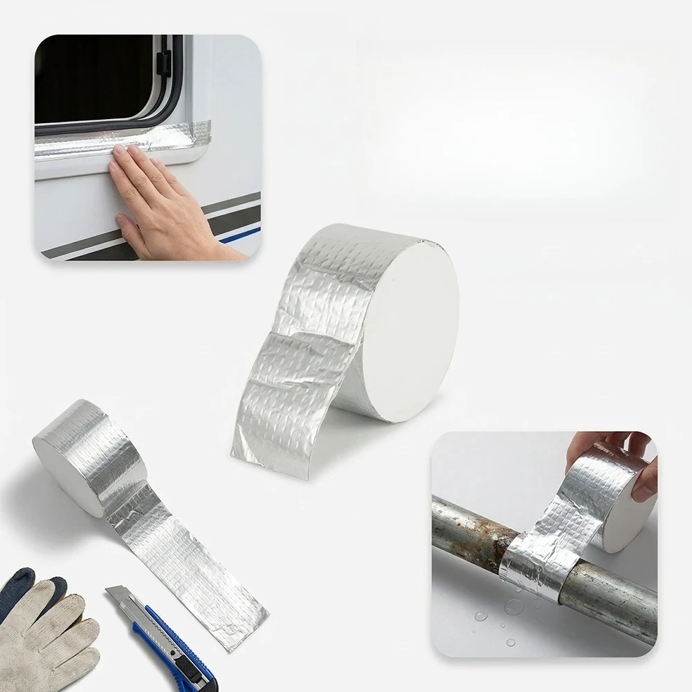 1-10m Waterproof Roof Repair Tape  5/10cm Width Self Adhesive Aluminum Foil Butyl Tape for Leak Sealing Patching Crack Repair