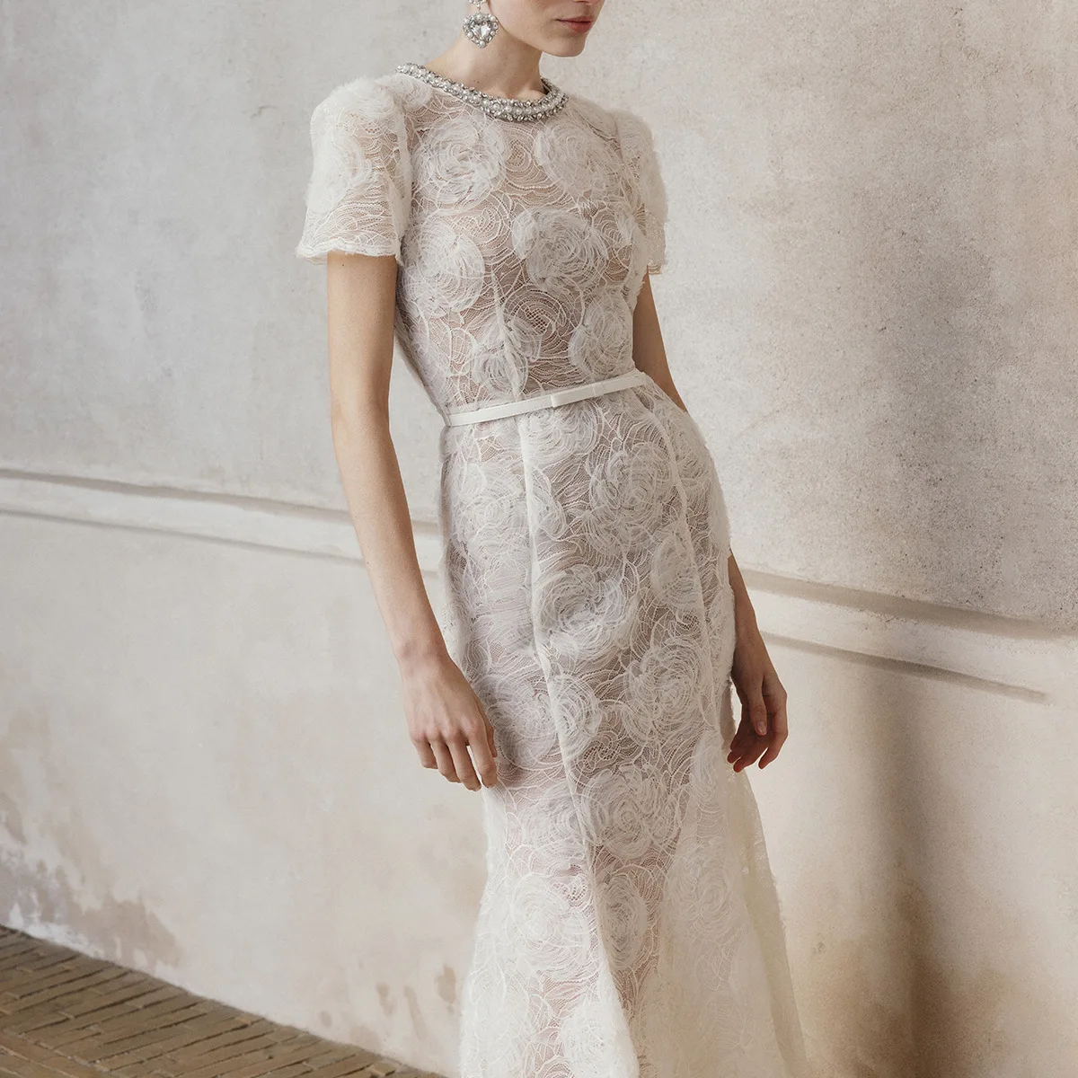 

Летние роскошные вечерние кружевные платья для женщин с коротким рукавом, 3D вышивкой, стразами и пайетками, длинное платье для вечеринок, Vestidos De Fiesta