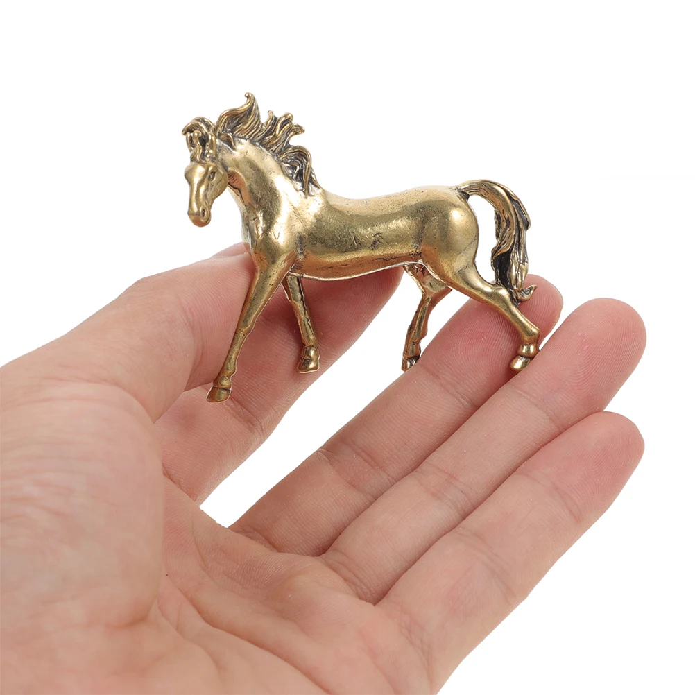 

2pcs Vintage Copper Horse Statue: Creative Metal Animal For Home Office Desk Decor Sculpture Wealth Ornament