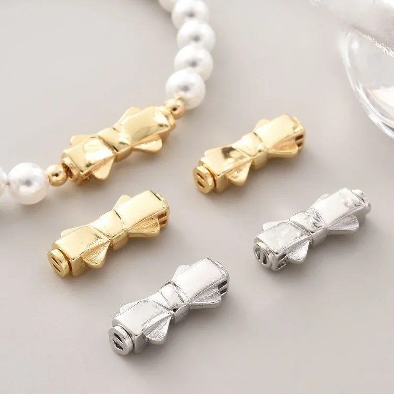 

1 Pcs DIY Jewellery Connector Pearl Necklace Bow Tie Knot Press Clasp Lock Handmade Necklace Bracelet Sweater Chain Accessories