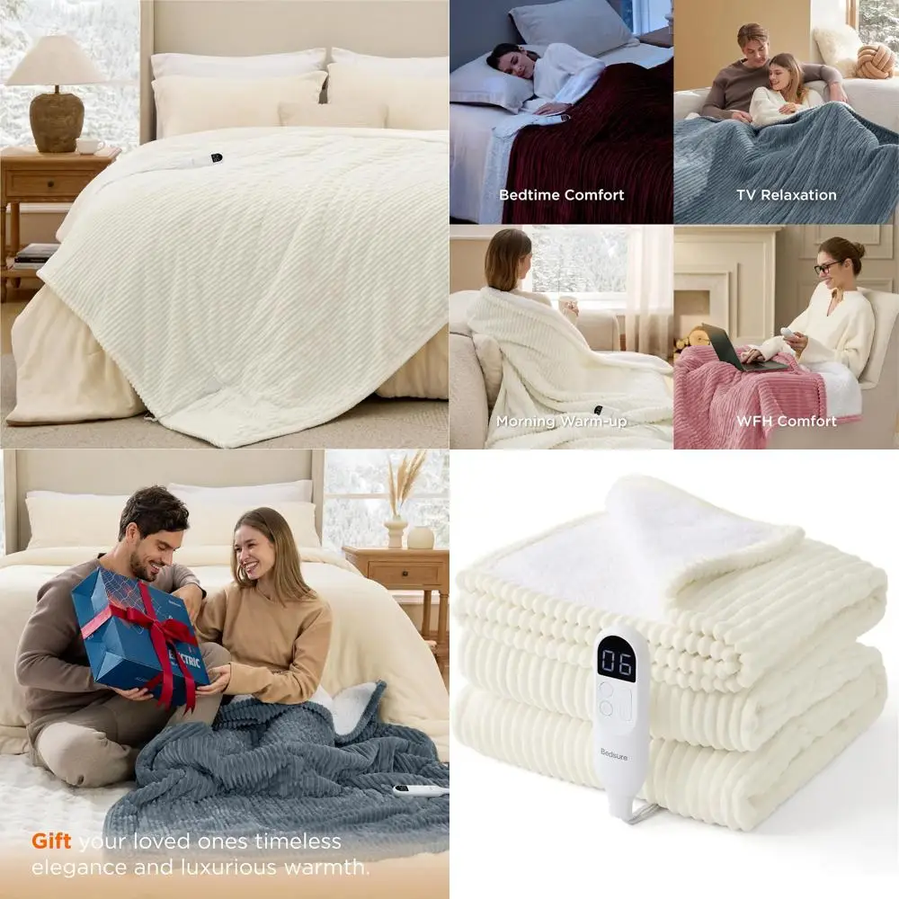 

Twin Size Electric Blanket with 10 Timers, 6 Heat Levels, and 8-Hour Auto-Off, Ideal Gift for Grandma (62x84, Coconut White)