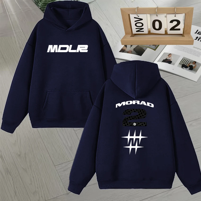 Rapper Morad MDLR Tour 2025 Double Sided Print Hoodie Men Women Long sleeve Hip Hop Pullover Casual Oversized Fleece Sweatshirts
