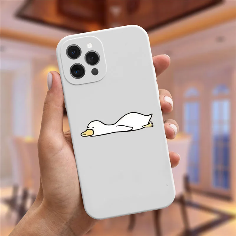 Funny Cartoon Duck Lovers Couple Phone Cases for iPhone 14 15 13 12 11 Pro Max Mini X XR XS Max 8 15 Plus SE Cute Paired Covers