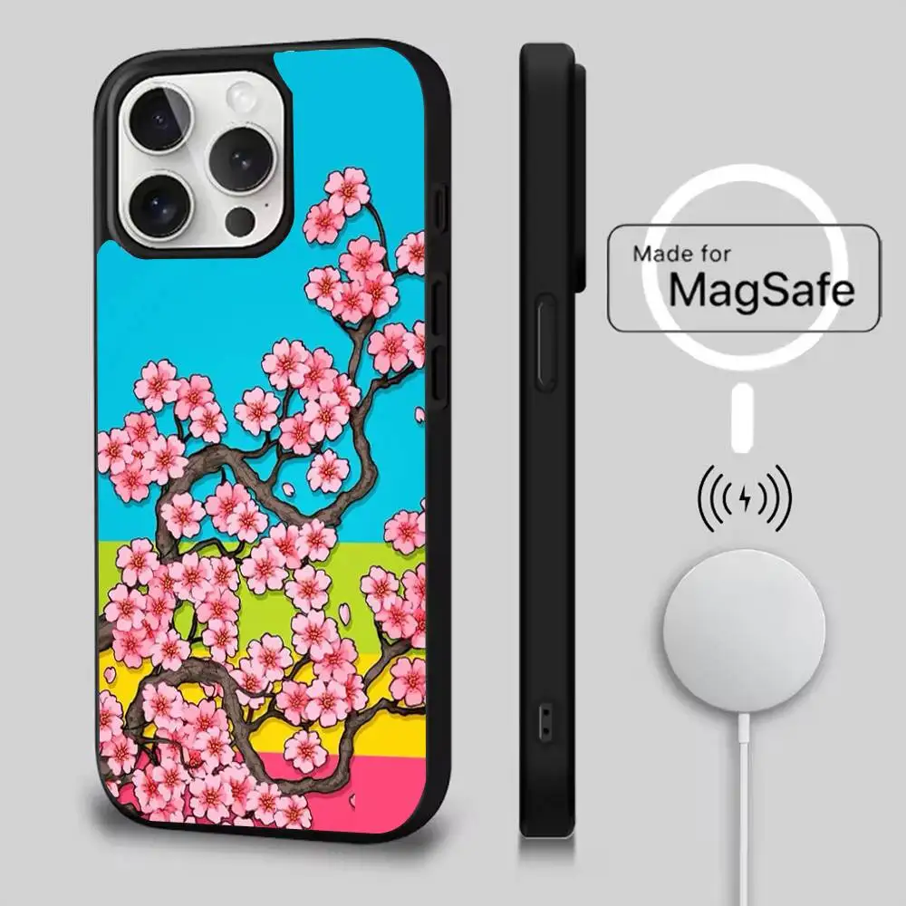 حافظة هاتف VHS Sakura Rewind لهاتف iPhone 17,16,15,14,13,12,11,Pro,Max,Plus,Mini,Air,SE شحن لاسلكي مغناطيسي جديد Magsafe