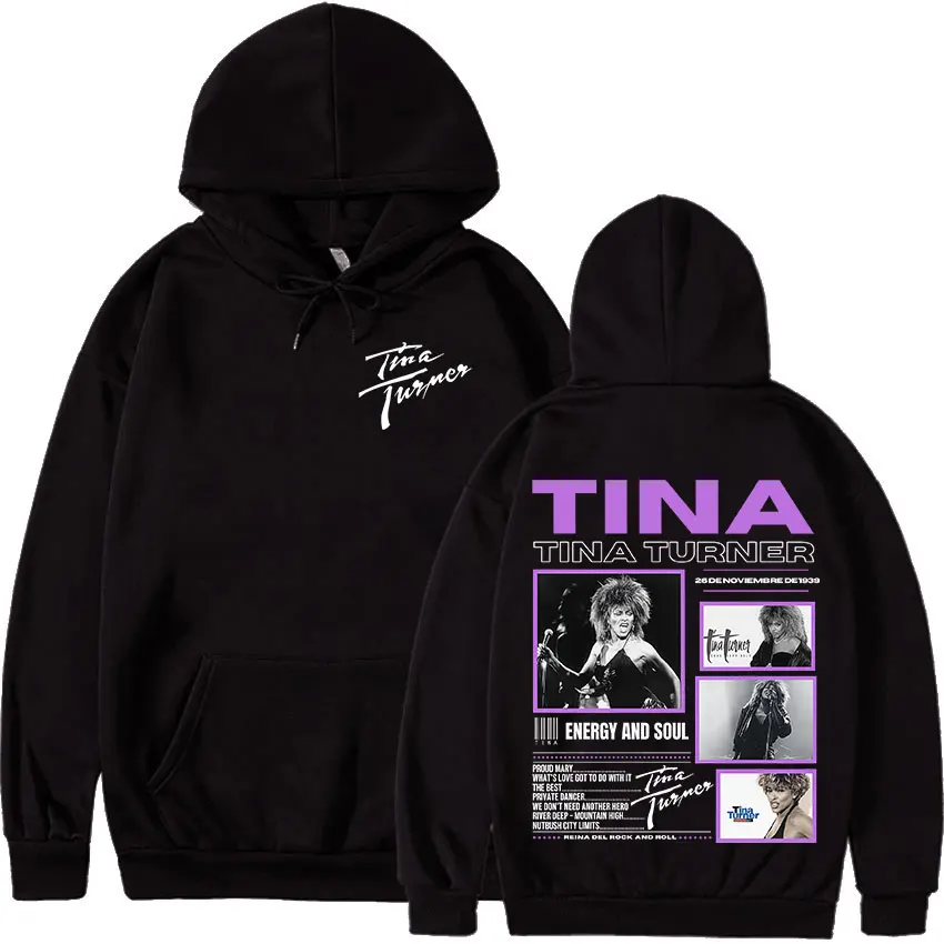 Rapper tina turner tour 2025 novo álbum gráficos com capuz masculino feminino moda estética moletom vintage de alta qualidade velo hoodies