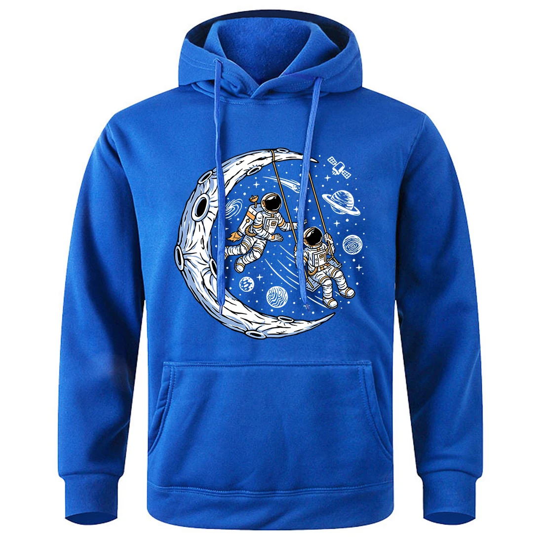 Astronauts Swinging On The Moon Print Mens Hoody Everyday Fleece Sweatshirt Fashion Causal Hoodie Classic Comfortable Clothes