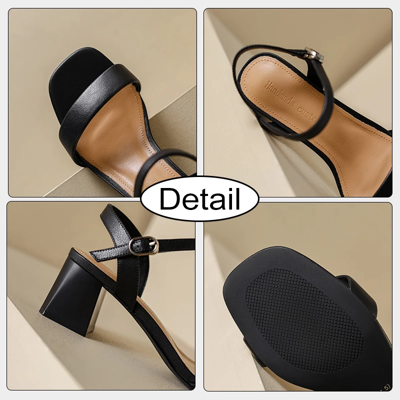 JOZHAMTA Size 34-40 Heeled Sandals Women Summer 2023 High Heels Shoes For Women Fashion Ankle Strap Buckle Chunky Heel Sandal