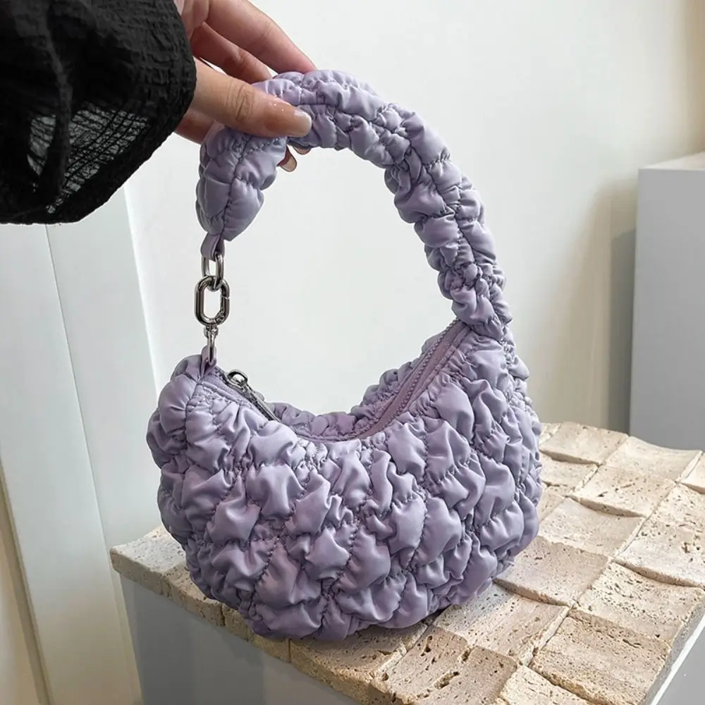 מיני ענן בועה תיק אופנה קוריאני סגנון צבע מוצק מקפל תיק אחסון תיק כתף יד ביד שק נשים